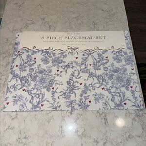 Boundary 8 Piece Placemat Set with Blue Floral Design